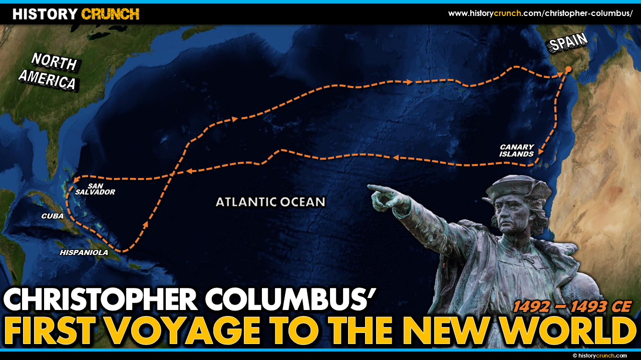 Christopher Columbus' First Voyage to the New World Map