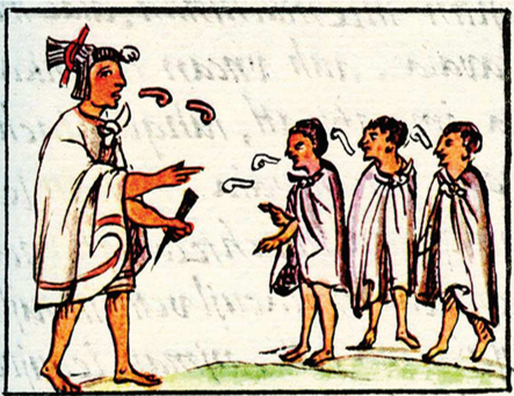 Aztec Telpochcalli from Florentine Codex.